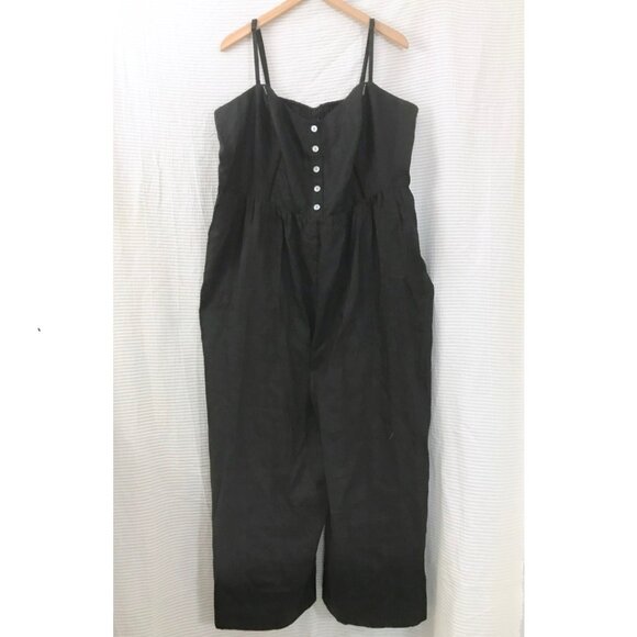 Madewell Wide-Leg Jumpsuit 100% Linen Sample in Black - Size 18W - NWOT - Picture 4 of 8